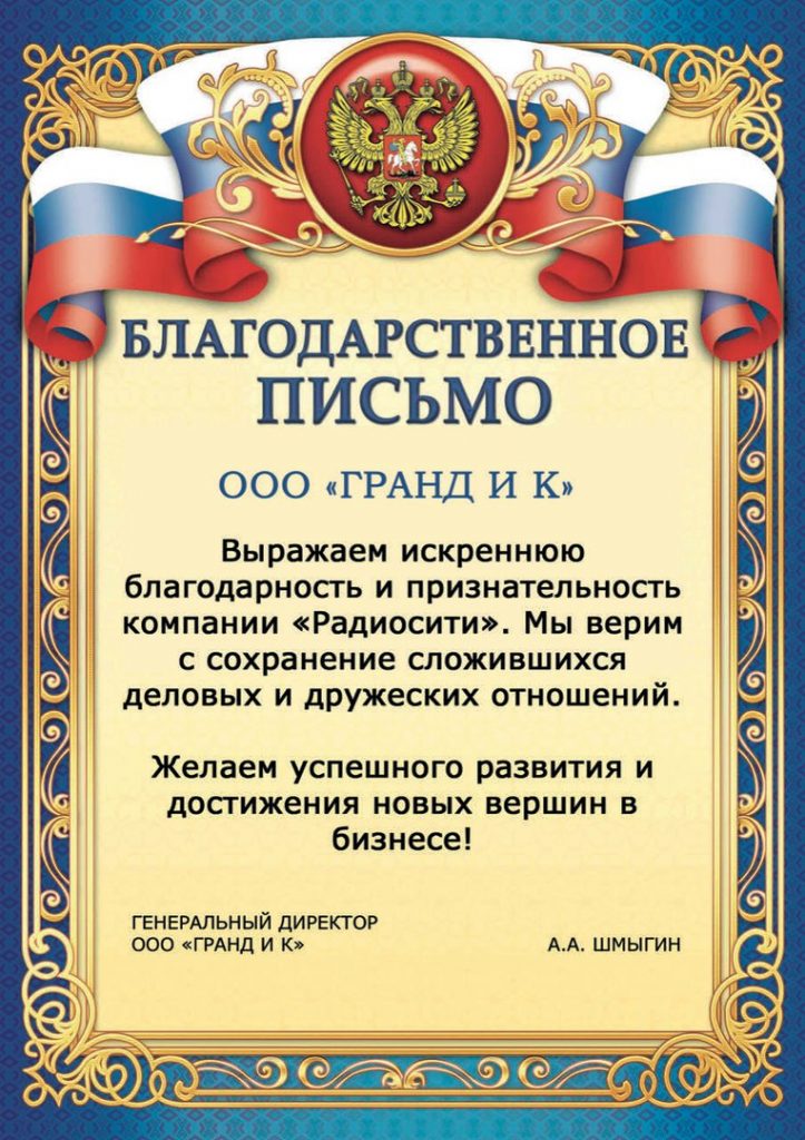 А.А. ШМЫГИН, ГЕНЕРАЛЬНЫЙ ДИРЕКТОР ООО "ГРАНД И К"